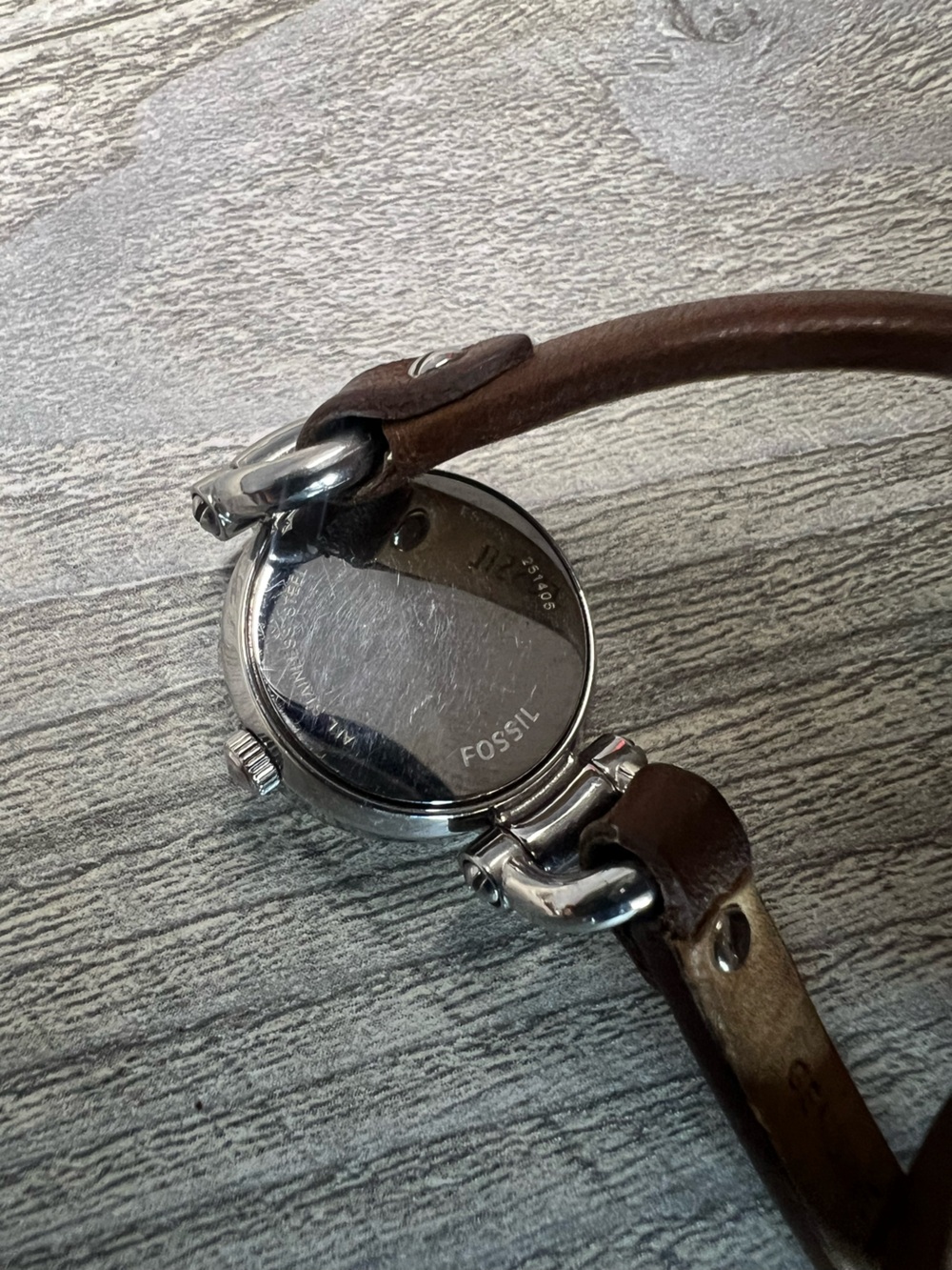 Fossil Brown Leather Strap Silver Dial Women's Watch - Picture 4 of 6